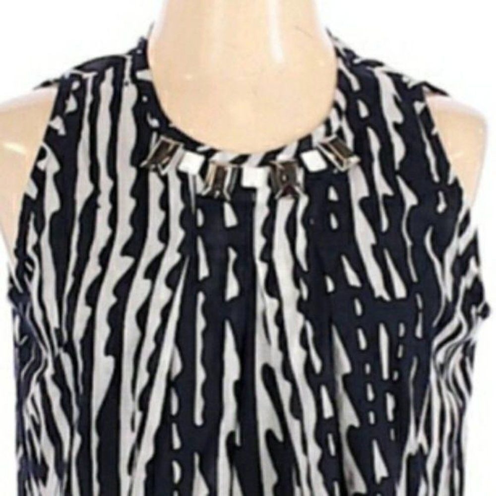 Vtg St. John Cotton‎ Jewel Neck Top Blouse Sz S Striped Nautical Quiet Luxury
